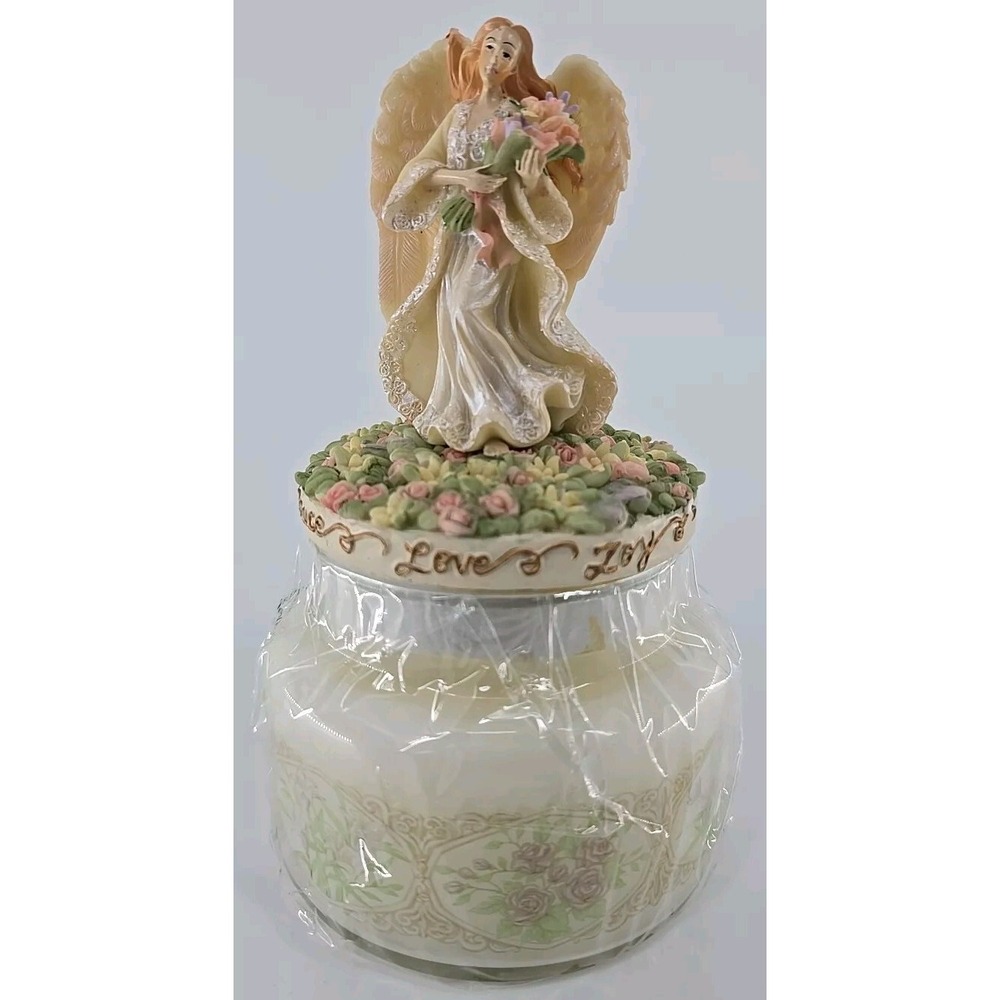 AVON Luminous Treasures Candle Scented Angel Topper NEW 2003 Peace Love Joy Rose